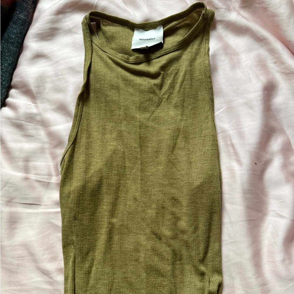 Reformation Khaki Green Tank Top